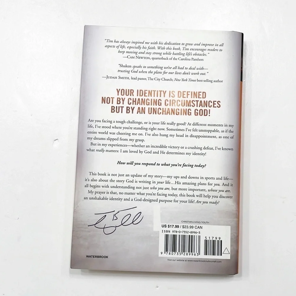 Shaken by Tim Tebow hardback book